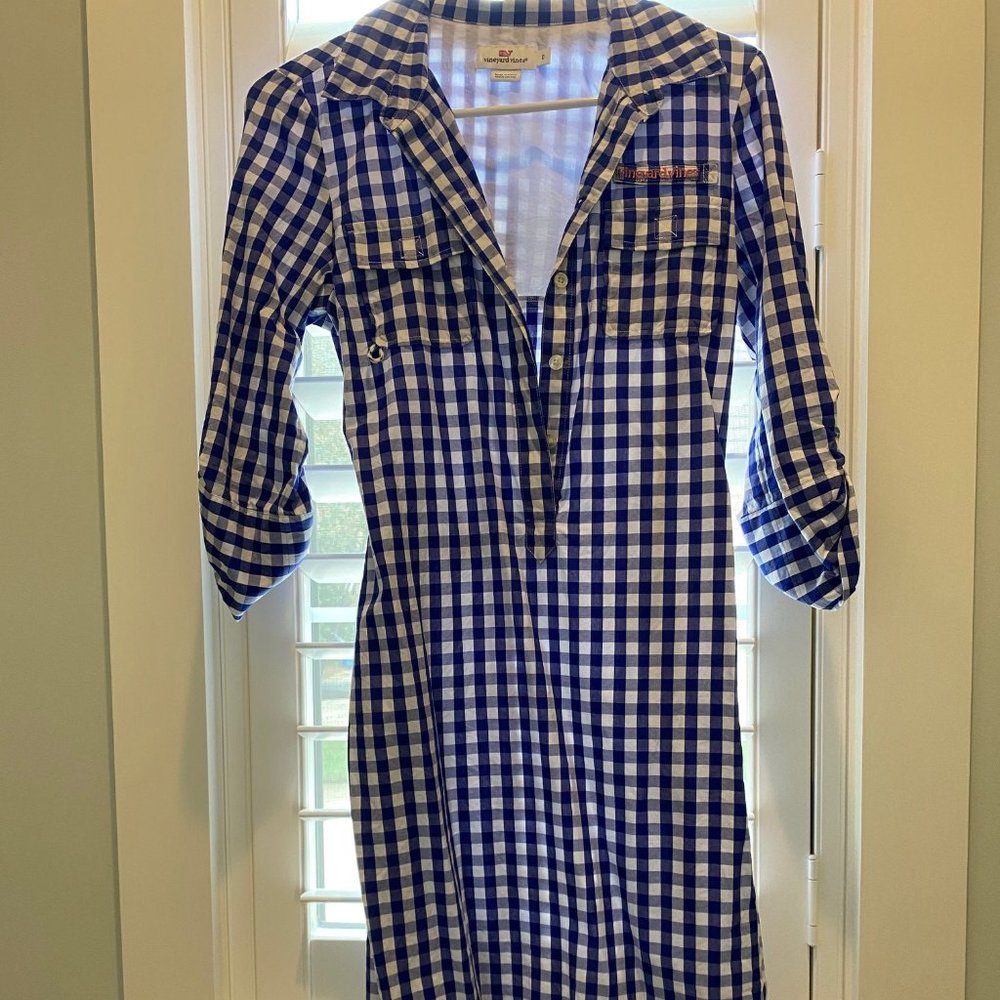 Vineyard Vines Blue Gingham Dress